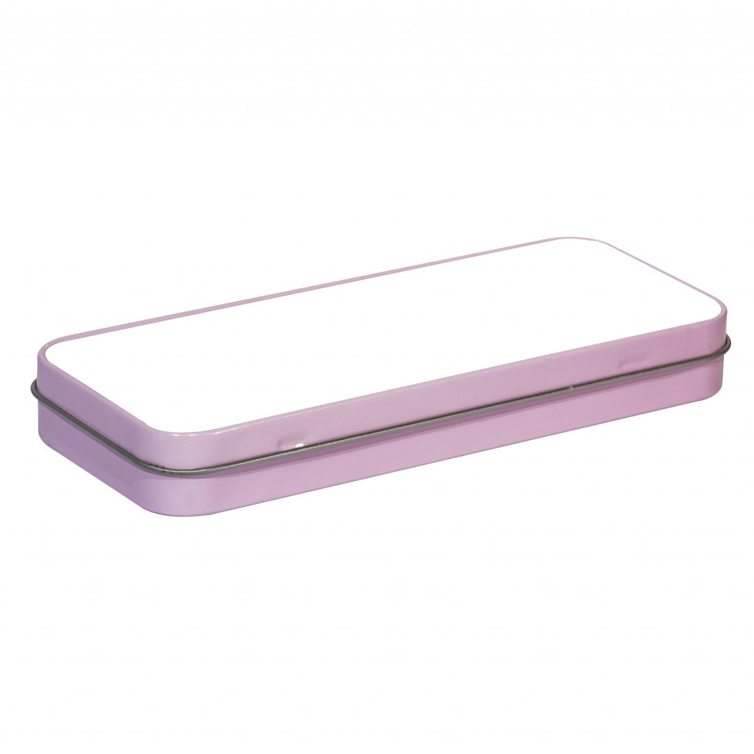 sublimation blanks, Pink metal stationery tin, dye sublimation supplies, rectangle tin.