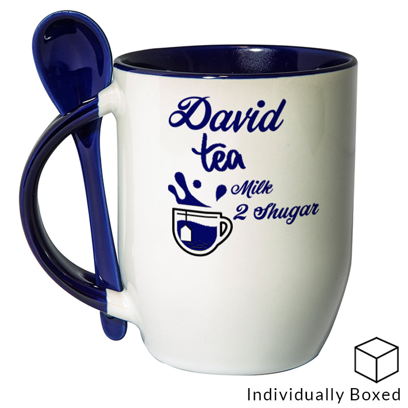 Blue Two Tone Sublimation Mug with Spoon