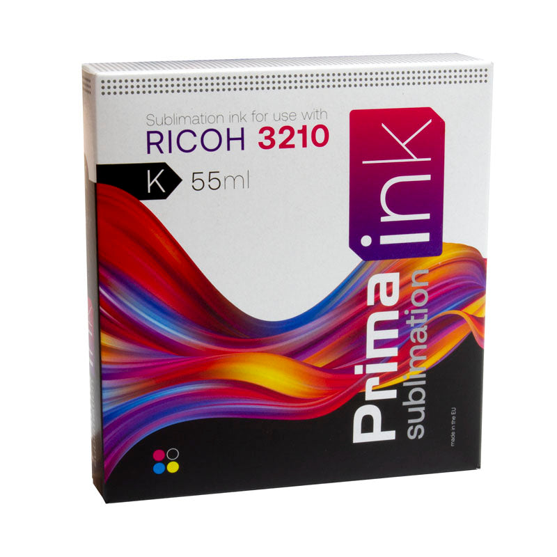 dye sublimation supplies, sublimation ink, prima sublimation ink, black sublimation ink, ricoh 3210 printer, ricoh 3210 ink