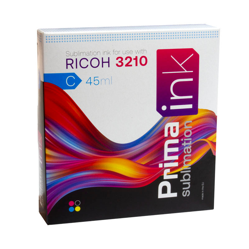 dye sublimation supplies, dye sublimation ink, prima sublimation ink, cyan prima sublimation ink, ricoh 3210