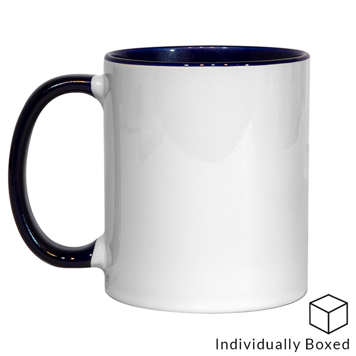 sublimation blanks, wholesale sublimation supplies, dark blue inner and handle sublimation mugs