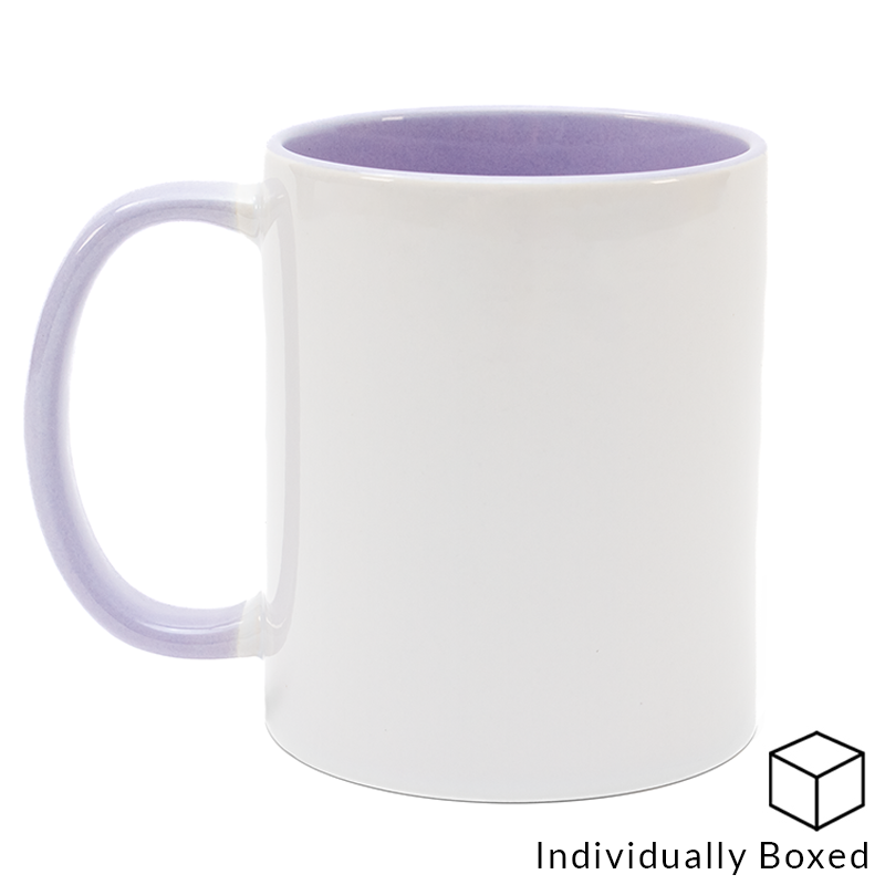 dye sublimation supplies, lilac inner and handle sublimation mug, dye sublimation, sublimation blanks, sublimation mug, ceramic sublimation mug, inner and handle sublimation mug, dye sub, sublimation drinkware