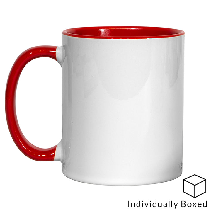 two tone red sublimation mug, two colour sublimation mug, 11oz sublimation mug with red inner &amp; handle