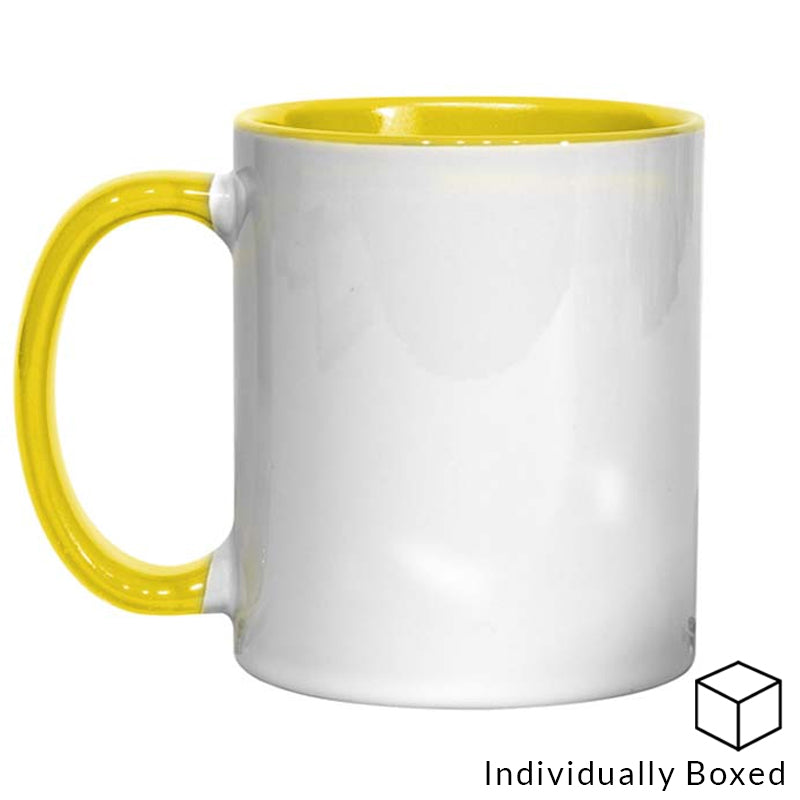 wholesale sublimation supplies, sublimation blanks, yellow inner and handle mugs, sublimation blanks, sublimation mugs