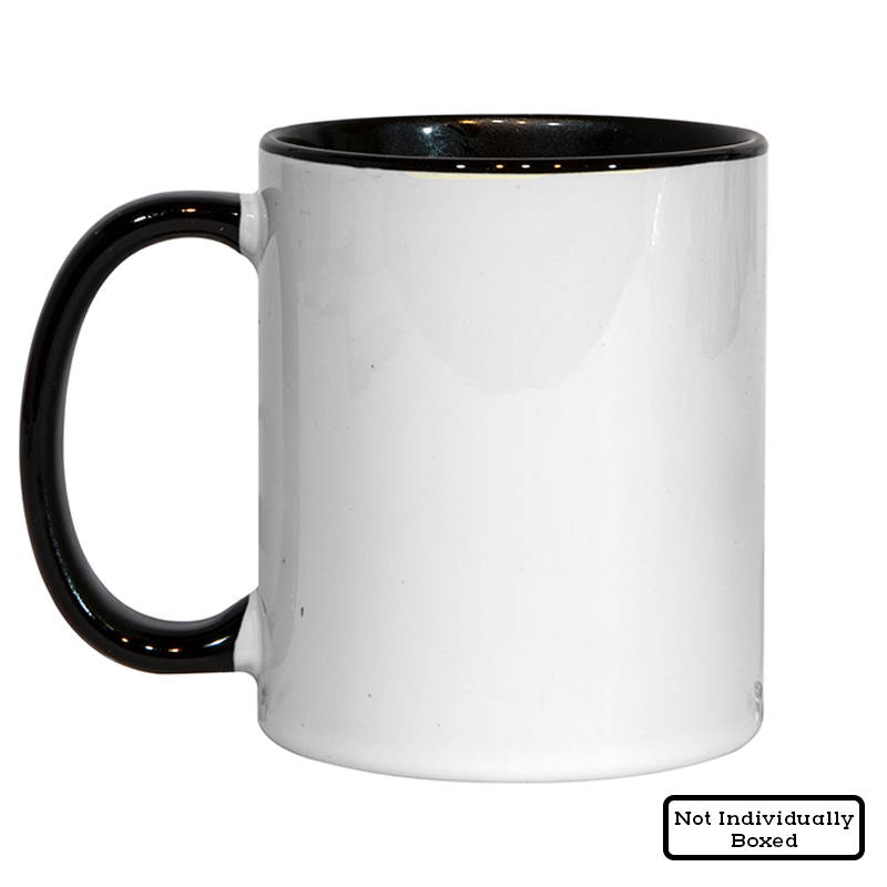 11oz black inner and handle mugs, coloured mugs, inner and handle mugs, sublimation mugs, sublimation blanks, 11oz sublimation mugs