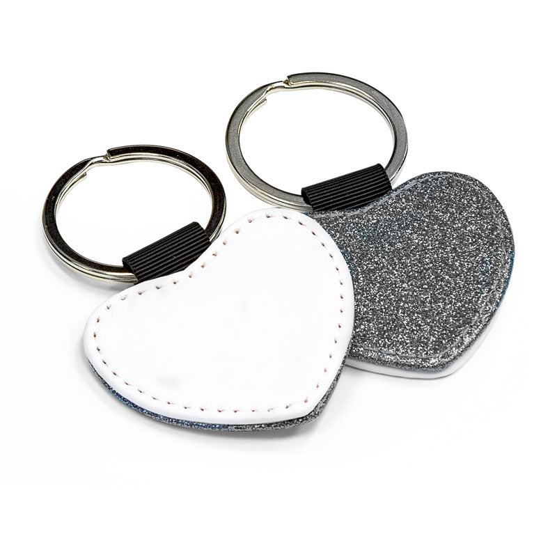 sublimation heart-shaped keyring, glitter silver , sublimation blanks