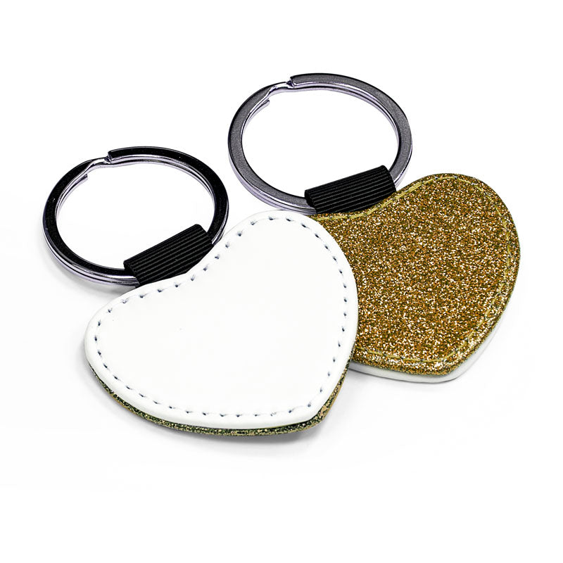 sublimation heart-shaped keyring, glitter gold , sublimation blanks