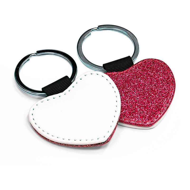 sublimation heart-shaped keyring, glitter red, sublimation blanks