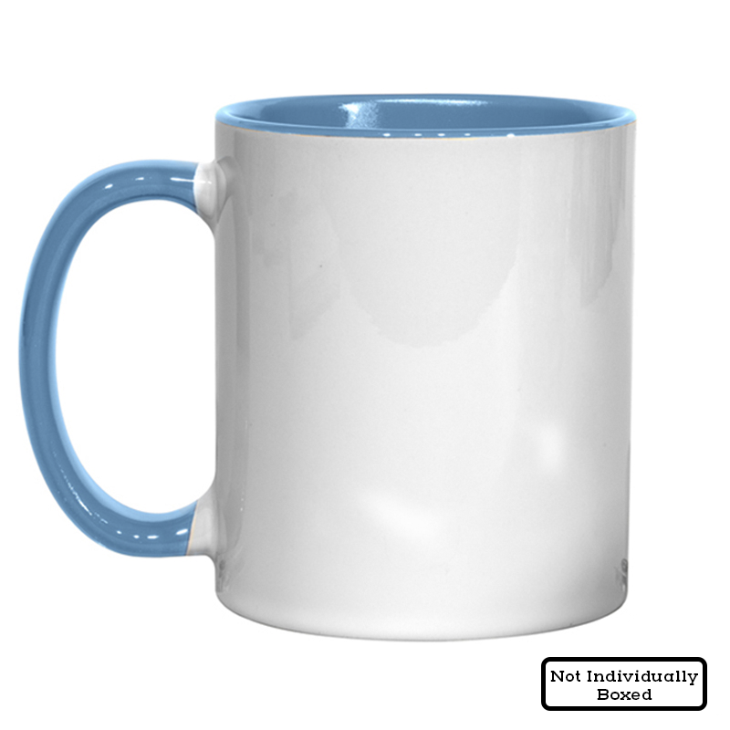 11oz light blue inner and handle mugs, inner and handle mugs, coloured mugs, dye sublimation blanks, sublimation mugs