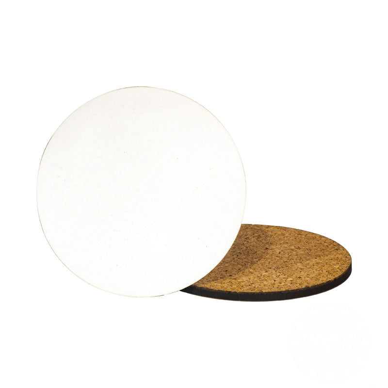 dye sublimation supplies, round mdf coaster, sublimation blanks, sublimation coasters, MDF coaster with cork