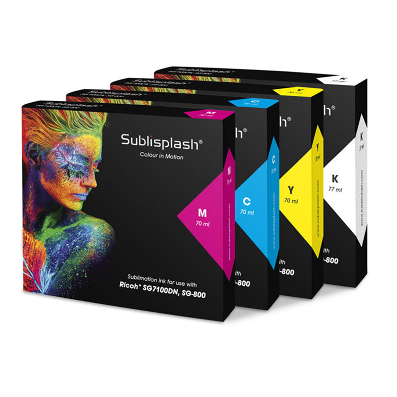 dye sublimation supplies, sublimation ink, sublimation sublisplash cartridges, sublimation, full set of sublisplash inks