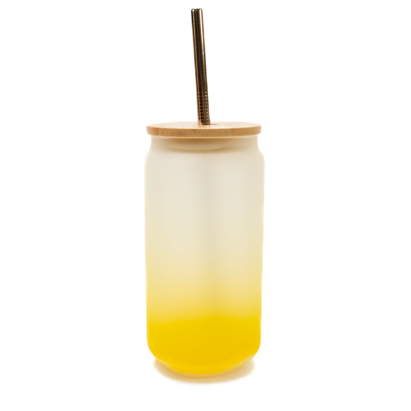 18oz gradient yellow tumbler, sublimation drinkware, sublimation glassware, yellow gradient glass tumbler, dye sublimation supplies