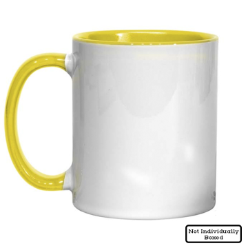 11oz yellow inner and handle mugs, 11oz coloured sublimation mugs, coloured mugs, yellow sublimation mugs, sublimation blanks, dye sublimation supplies