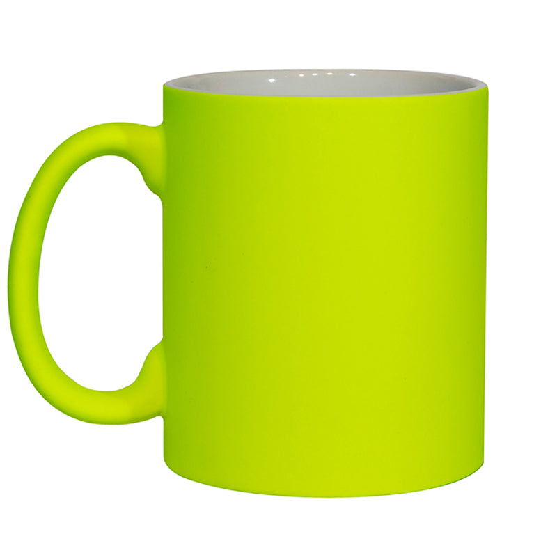 11oz yellow sublimation mug, fluorescent green sublimation mug, full-colour sublimation mugs