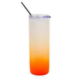 25oz Frosted Orange Glass Tumbler with Plastic Lid	